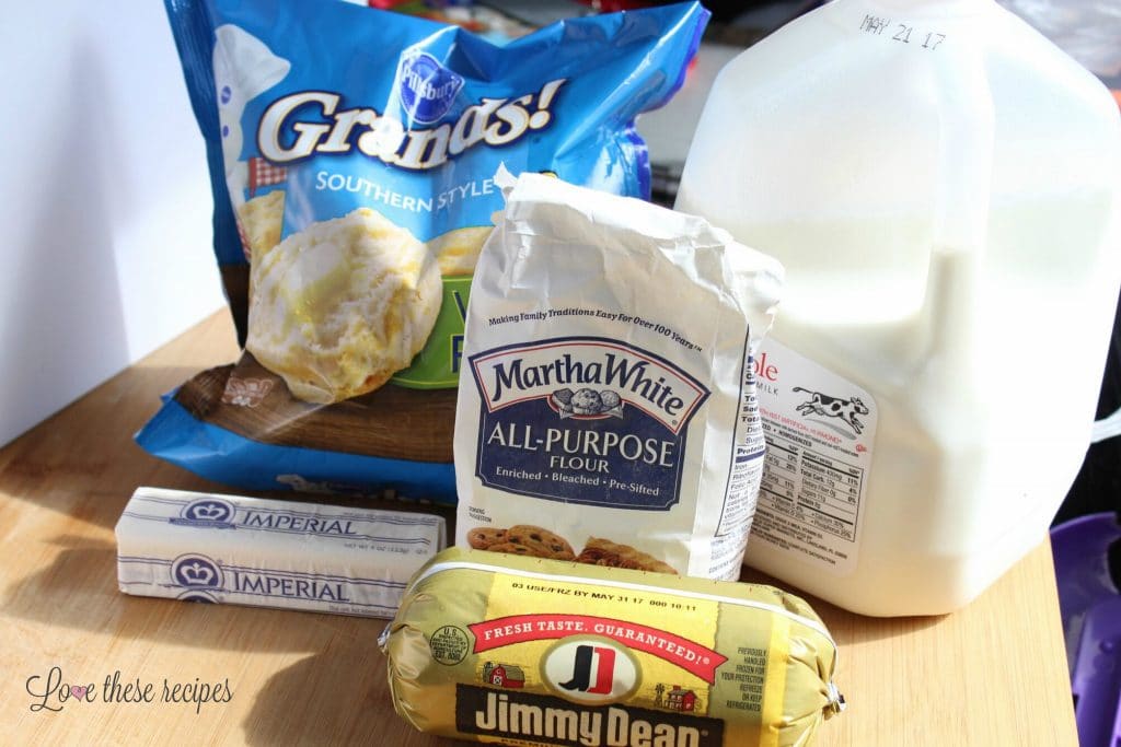 picture of ingredients to make biscuits and gravy