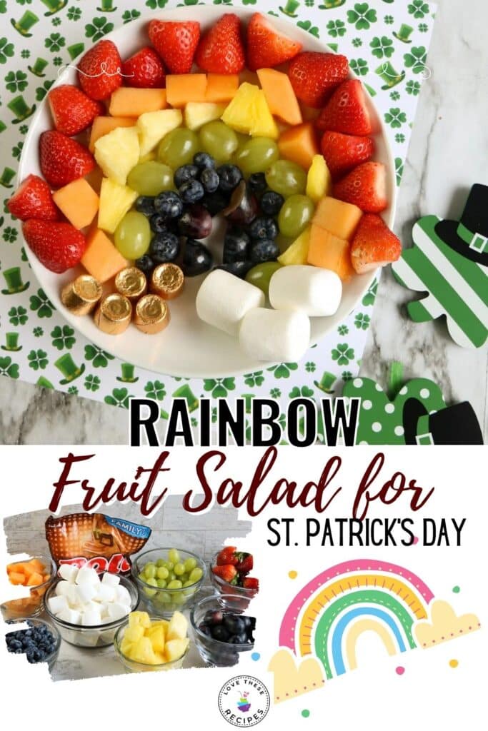 This colorful fruit platter arrangement is easy, beautiful, tasty, and healthy! This is a great one to take to a party and/or make with the kids for St. Patrick's Day!