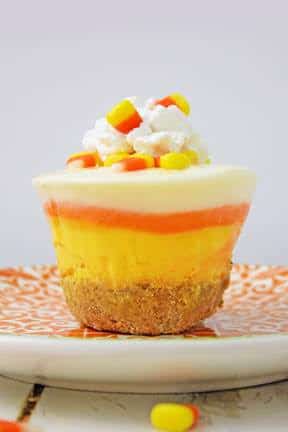 Miniature Candy Corn Cheesecakes
